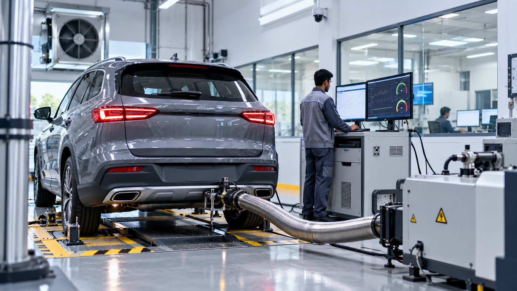 Automotive emissions testing environment
